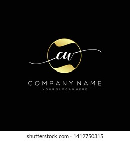 CW handwriting initial logo template vector.