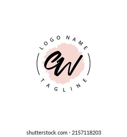 CW Initial handwriting with circle brush watercolor