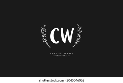 cw Initial handwriting or handwritten logo for identity. Logo with signature and hand drawn style.