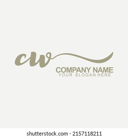 CW Initial Handwriting Logo Design Vector