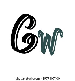 Cw initial handwriting logo for identity
