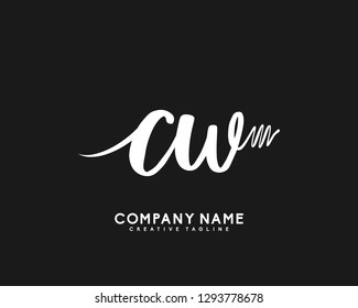 CW Initial Handwriting Logo Template Vector