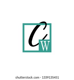 CW  Initial Handwriting logo template vector