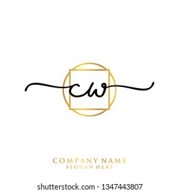 CW Initial handwriting logo template