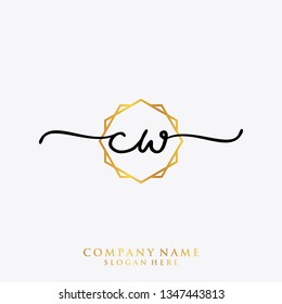 CW Initial handwriting logo template