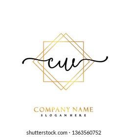 CW Initial Handwriting logo template vector
