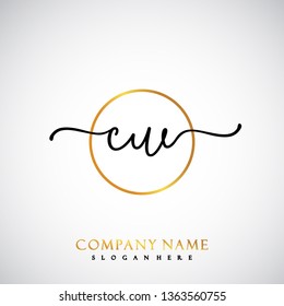 CW Initial Handwriting logo template vector