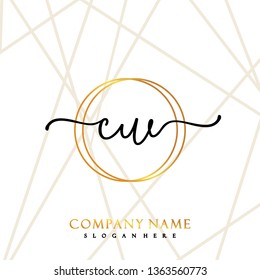 CW Initial Handwriting logo template vector