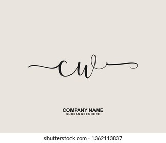 CW Initial handwriting logo vector