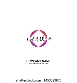 CW Initial handwriting logo vector