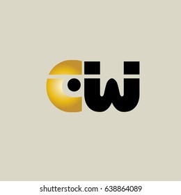 cw initial letter linked lowercase logo. c and w vector template design.