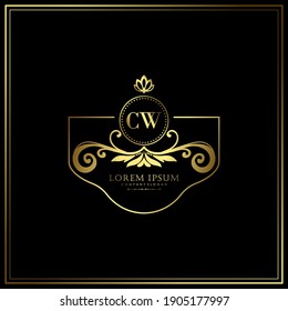 CW Initial Letter Luxury Logo template in vector art for Restaurant, Royalty, Boutique, Cafe, Hotel, Heraldic, Jewelry, Fashion and other vector illustration.