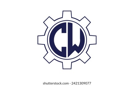 Plantilla vectorial de diseño de logotipo de círculo mecánico de letra CW inicial. industrial, ingeniería, servicios, marca de palabras, marca de letras, monograma, construcción, empresa, empresa, empresa, comercial, geométrica