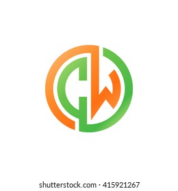 CW initial letters linked circle logo orange green