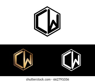 CW initial letters linked with hexagon shape logo
