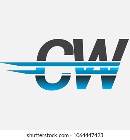 CW initial logo company name colored black and blue, Simple and Modern Logo Design.