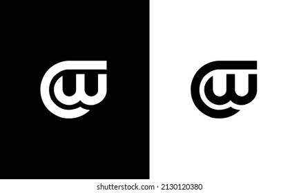 Diseño inicial de logotipo CW, logotipo CW, plantilla de diseño de logotipo CW
