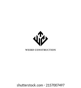 logotipo de letra inicial abstracta W y C en color negro aislado en forma de rectángulo aplicado para el diseño general del logotipo de construcción también adecuado para las marcas o empresas que tengan el nombre inicial WC o CW