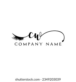 CW Logos mit Anfangszeichen, Wimpernvektor, modern