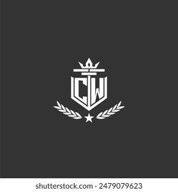 CW initial monogram brand logo design for crown vector image