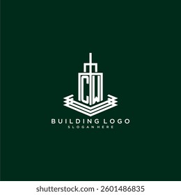 CW initial monogram building logo for real estate