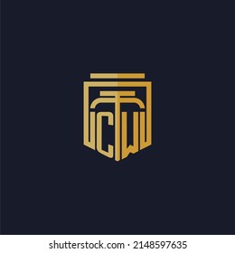 CW initial monogram logo elegant with shield style design for wall mural lawfirm gaming