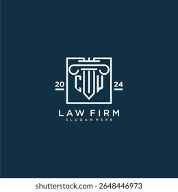 CW initial monogram logo for lawfirm with pillar design in creative square