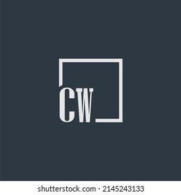 CW initial monogram logo with rectangle style dsign