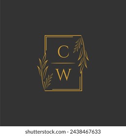 CW initial monogram wedding with creative square line