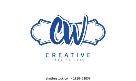 CW Initials, handwriting logo vector