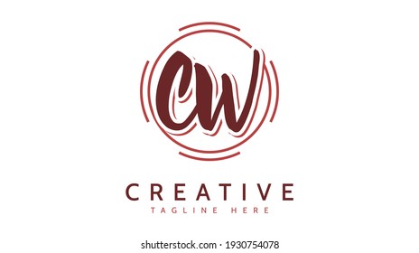 CW Initials, handwriting logo vector