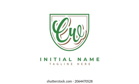 Cw Initials, handwriting logo vector