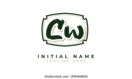 Cw Initials, handwriting logo vector