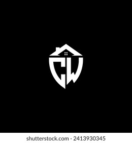 CW initials premium shield logo monogram with home designs modern templates