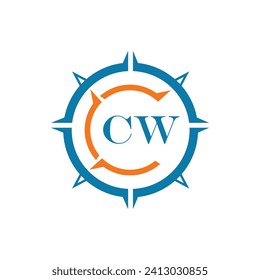CW letter design. CW letter technology logo design on a white background.