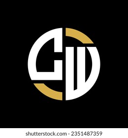 CW-Brief-Logo-Design auf schwarzem Hintergrund. CW Creative Initials Buchstaben Logo Konzept.  
