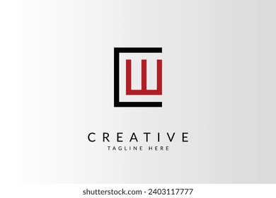 Logo-Design für CW-Buchstaben, Vektorvorlage