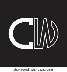 CW Letter logo monogram with oval shape negative space design template