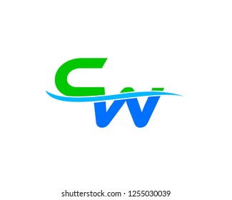 CW Letter Water Wave Icon Vector Illustration Design Logo