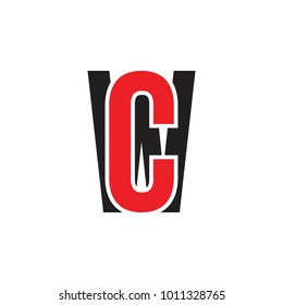 CW letter or WC letter logo design vector