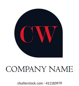 CW Letters red , Abstract black background logo, Design identity in shape, Alphabet letter