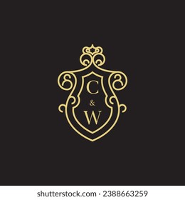 CW line vintage initial logo in high quality professional design that will print well across any print media