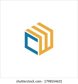 CW logo design vector sign
