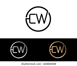 Cw Logo. Letter Design Vector with Red and Black Gold Silver Colors

