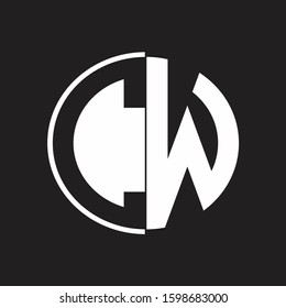CW Logo monogram with Negative space style design tempate