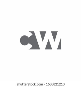 CW Logo monogram with negative space style design template isolated on white background