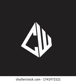 CW Logo monogram with standout triangle shape ribbon design template