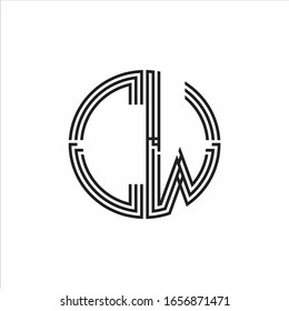 Plantilla de diseño de línea de tres cintas con logotipo en monograma aislado en fondo blanco