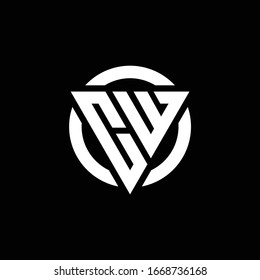 CW logo with triangle shape and circle rounded design template isolated on black background