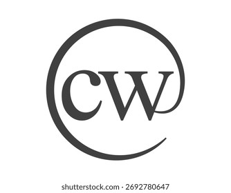 CW-Logo aus zwei Buchstaben mit kreisförmigen E-Mail-Zeichen Stil. C und W runden Logotyp des Unternehmens für die Markenidentität.